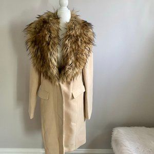 Tan Faux Fur - Winter Coat- Trench - S